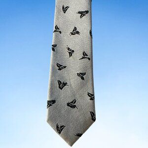 Band of Outsiders Silk Embroidered Boat Graphic Tie, White/Black OS